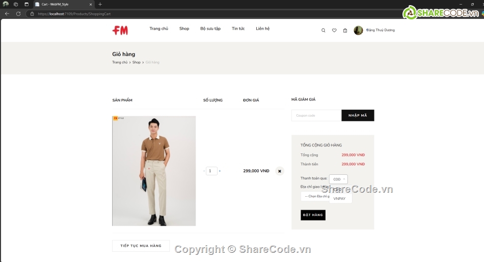 website bán hàng,ASP.NET C#,web bán hàng asp.net,web bán quần áo,thanh toán vnpay,c# laptrinh web